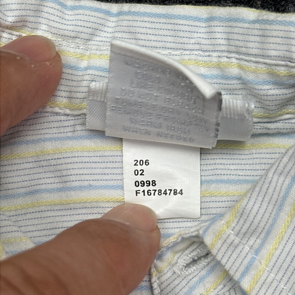 Lullaby Club Baby 9M Striped Button Down Shirt Pastel Blue Yellow White Cotton - Picture 8 of 8